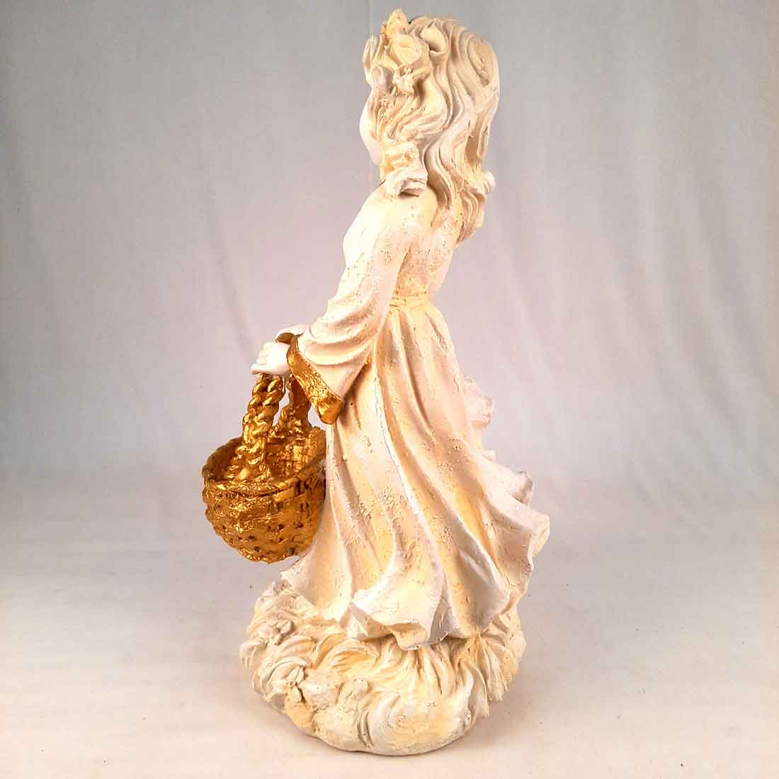 Lady with Basket Showpiece - Lady Figurines - For Table Decor & Living Room - 17 inch - ApkaMart