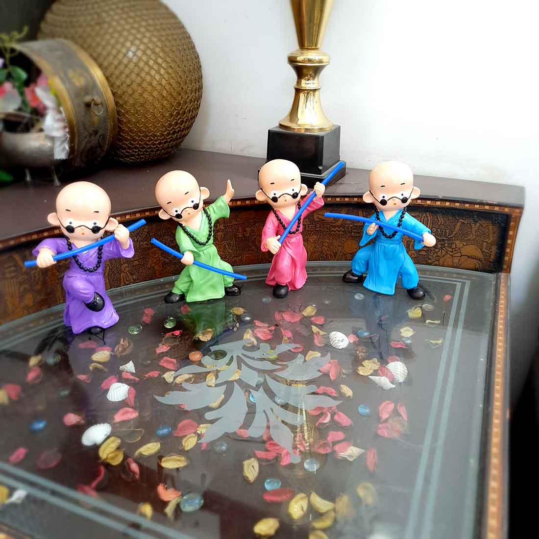 Baby Monk Showpiece - for Table Decoration & Gifts  - 8 Inch - Set of 4 - ApkaMart