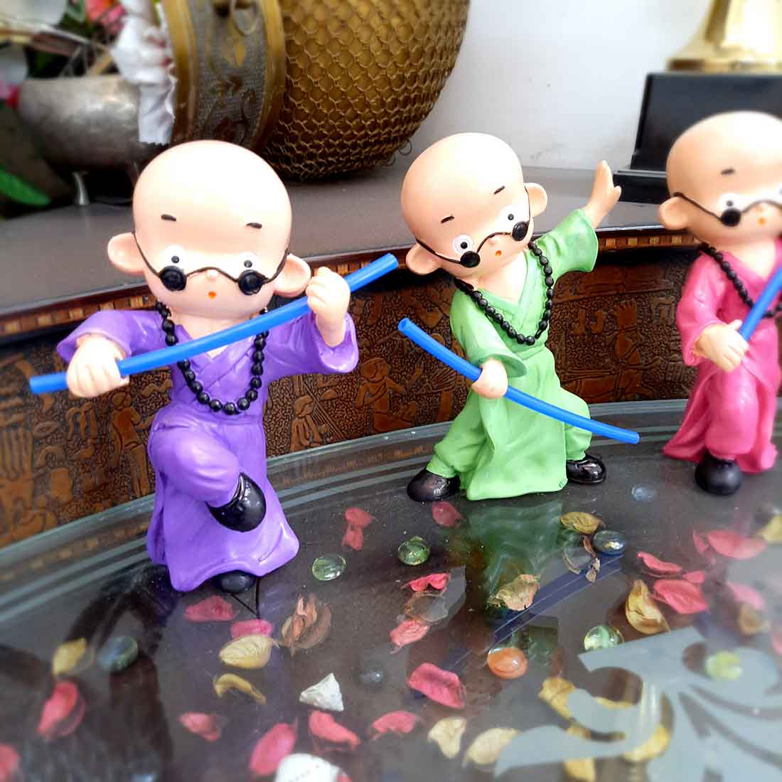 Baby Monk Showpiece - for Table Decoration & Gifts  - 8 Inch - Set of 4 - ApkaMart