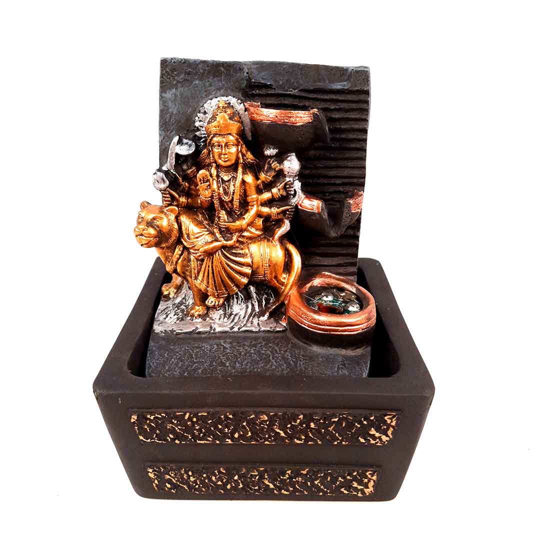 Durga Maa Water Fountain Showpiece - Indoor Fountain for Living Room - 8 Inch - ApkaMart
