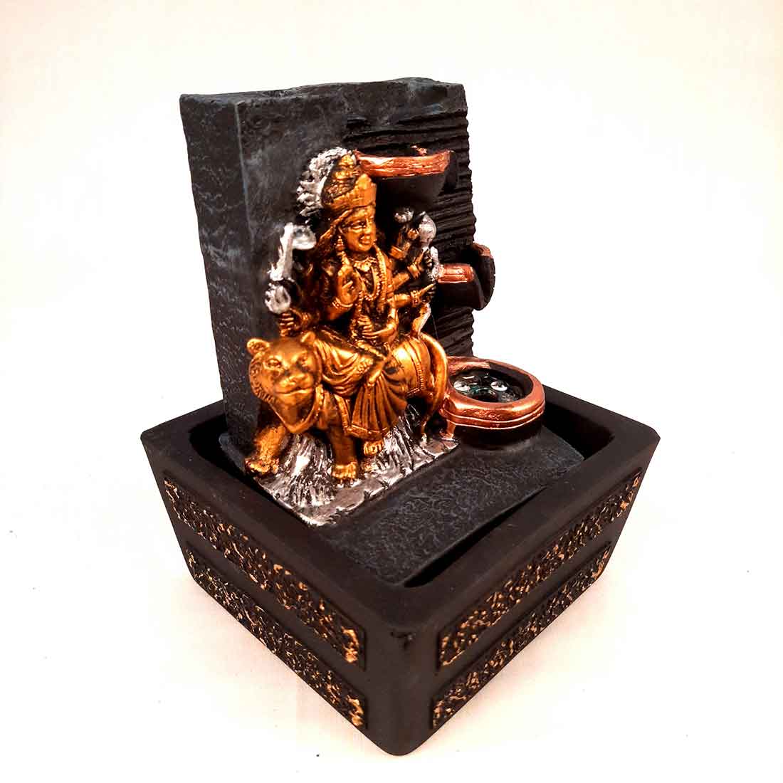 Durga Maa Water Fountain Showpiece - Indoor Fountain for Living Room - 8 Inch - ApkaMart