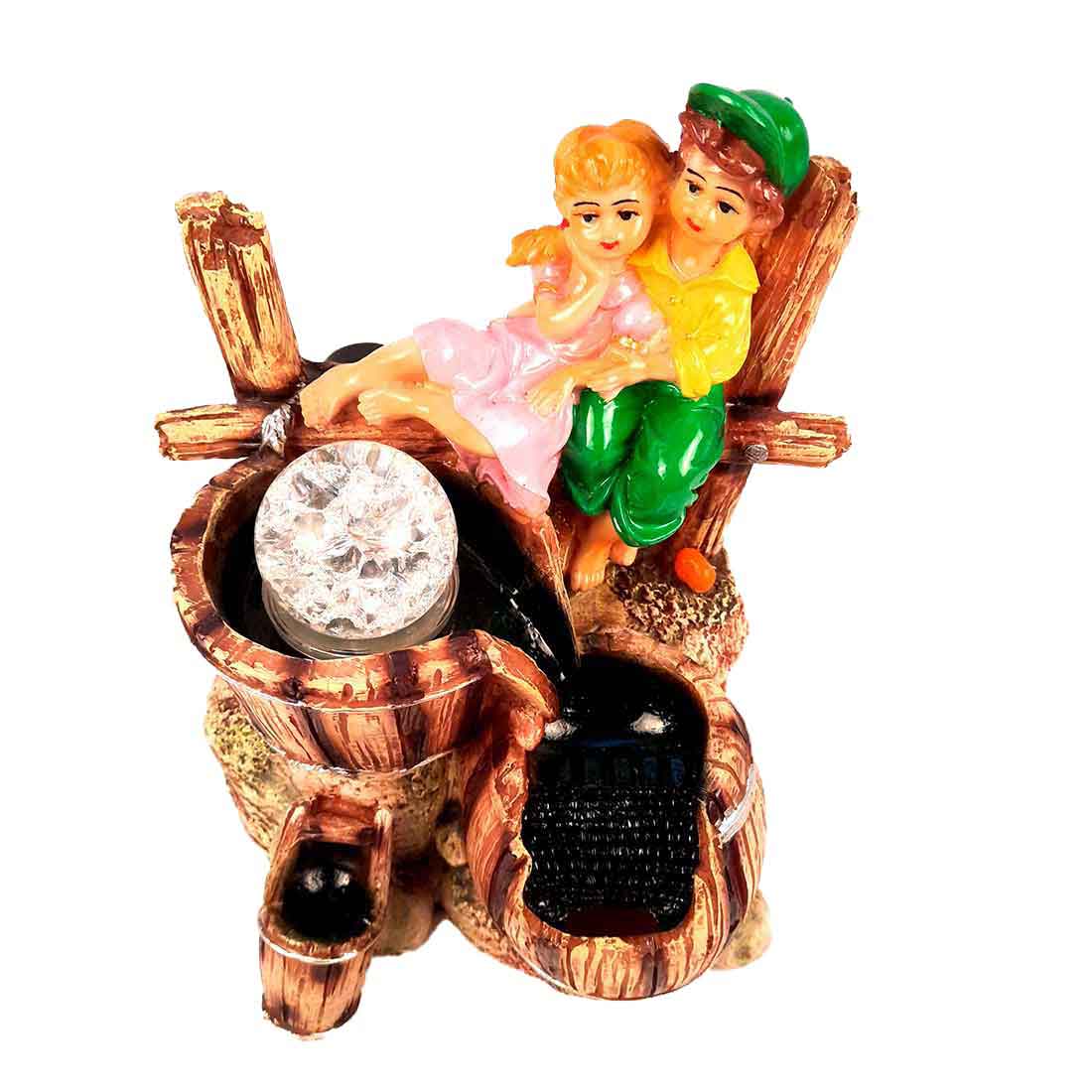 Table Top Water Fountain | Indoor Fountains with LED Lights Waterfall  - For Vastu, Table, Office, Living Room, Home Decor & Gifts | Wedding & House Warming Gift - 10 Inch - Apkamart #Style_Design 2