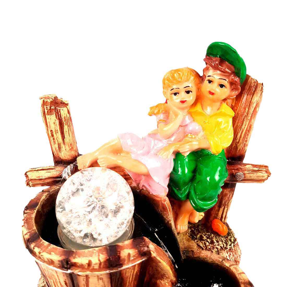 Table Top Water Fountain | Indoor Fountains with LED Lights Waterfall  - For Vastu, Table, Office, Living Room, Home Decor & Gifts | Wedding & House Warming Gift - 10 Inch - Apkamart #Style_Design 2