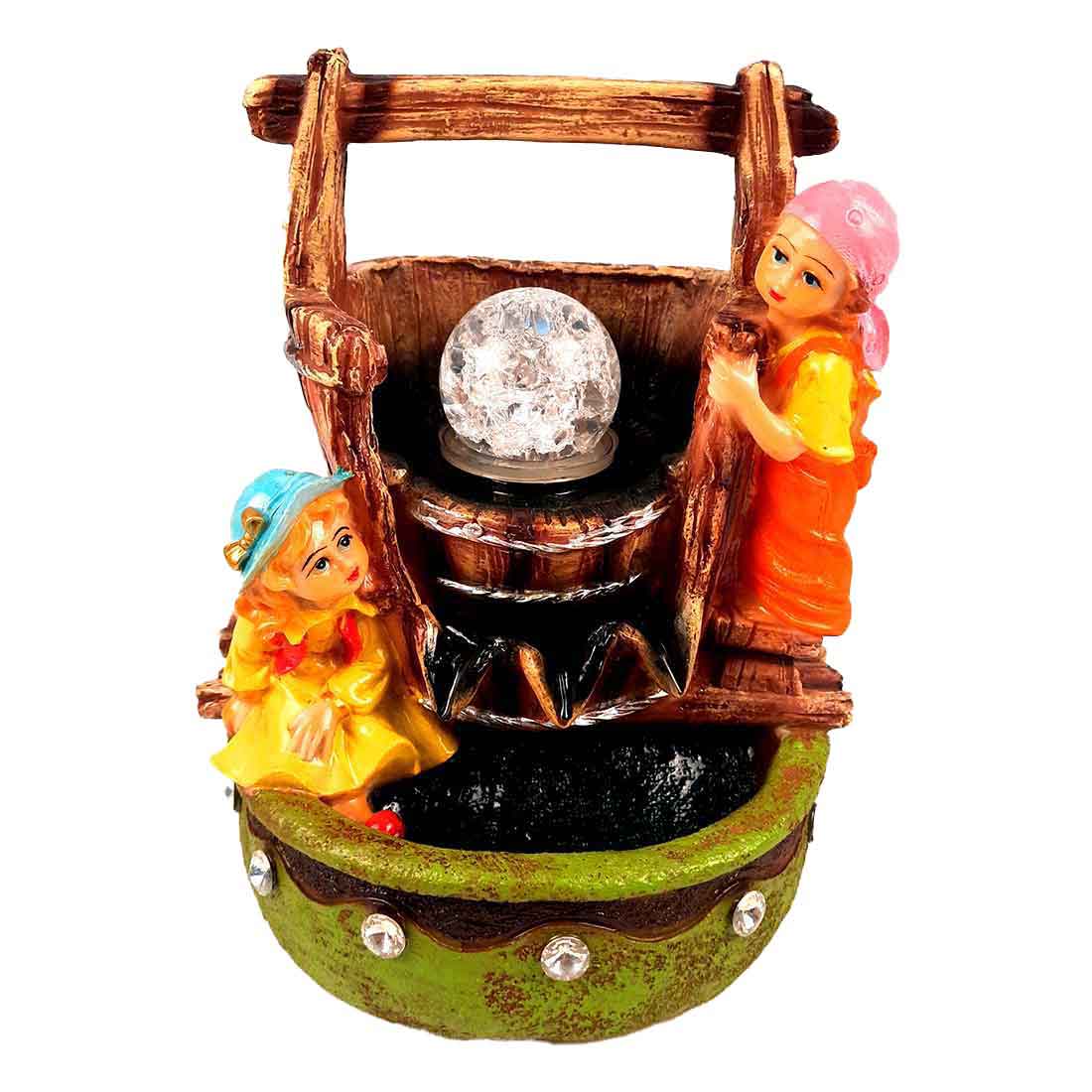 Table Water Fountain | Indoor Fountains with LED Lights Waterfall - For Vastu, Table, Office, Living Room, Home Decor & Gifts | Wedding & House Warming Gift - 10 Inch - Apkamart #Style_Design 2