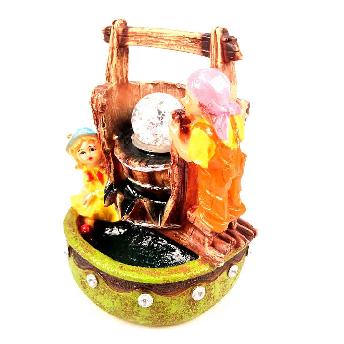 Table Water Fountain | Indoor Fountains with LED Lights Waterfall - For Vastu, Table, Office, Living Room, Home Decor & Gifts | Wedding & House Warming Gift - 10 Inch - Apkamart #Style_Design 2