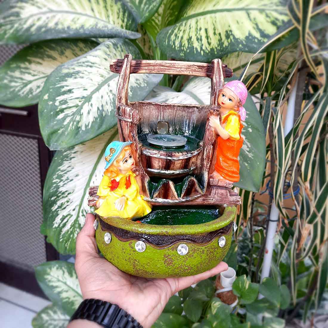 Table Water Fountain | Indoor Fountains with LED Lights Waterfall - For Vastu, Table, Office, Living Room, Home Decor & Gifts | Wedding & House Warming Gift - 10 Inch - Apkamart #Style_Design 2