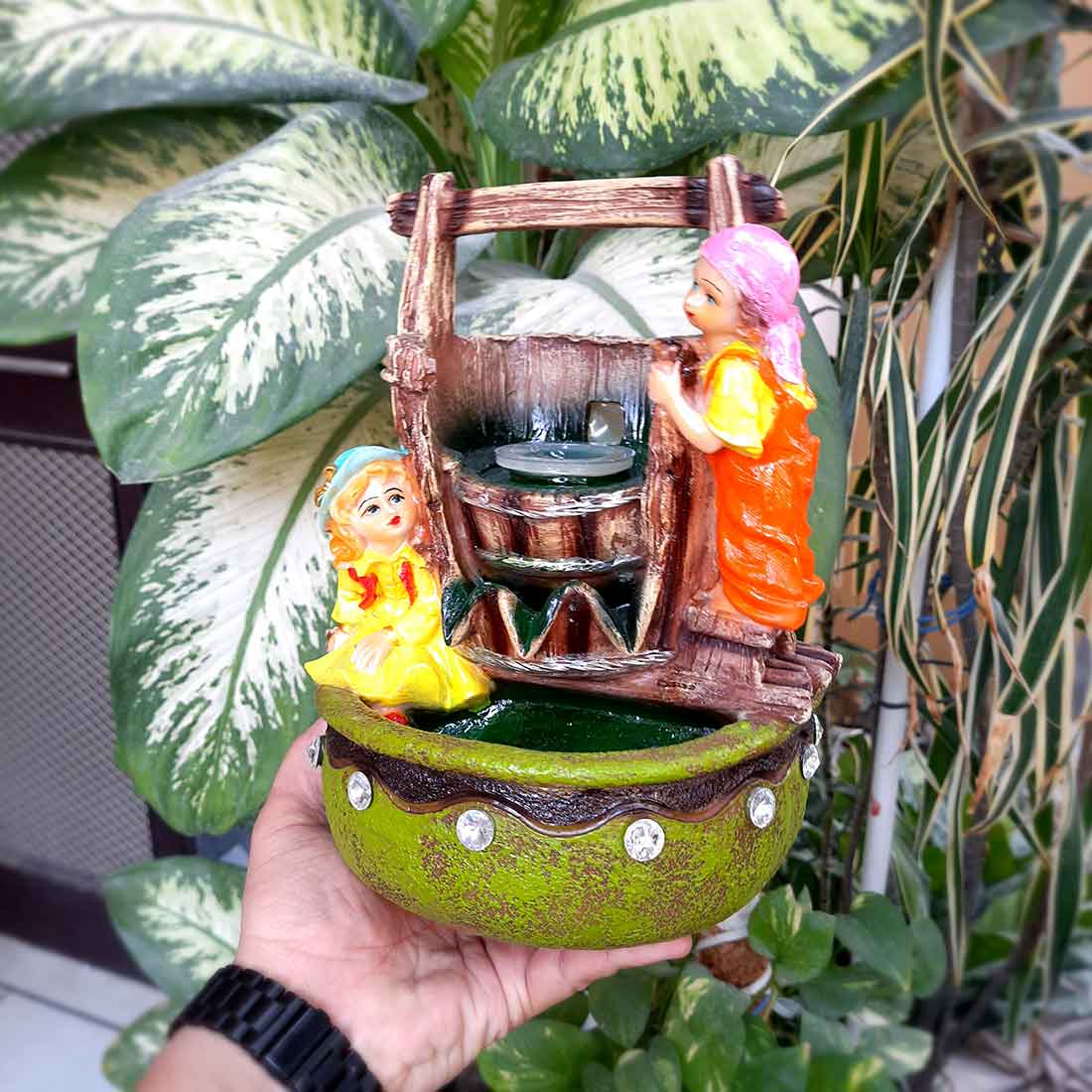 Table Water Fountain | Indoor Fountains with LED Lights Waterfall - For Vastu, Table, Office, Living Room, Home Decor & Gifts | Wedding & House Warming Gift - 10 Inch - Apkamart #Style_Design 2