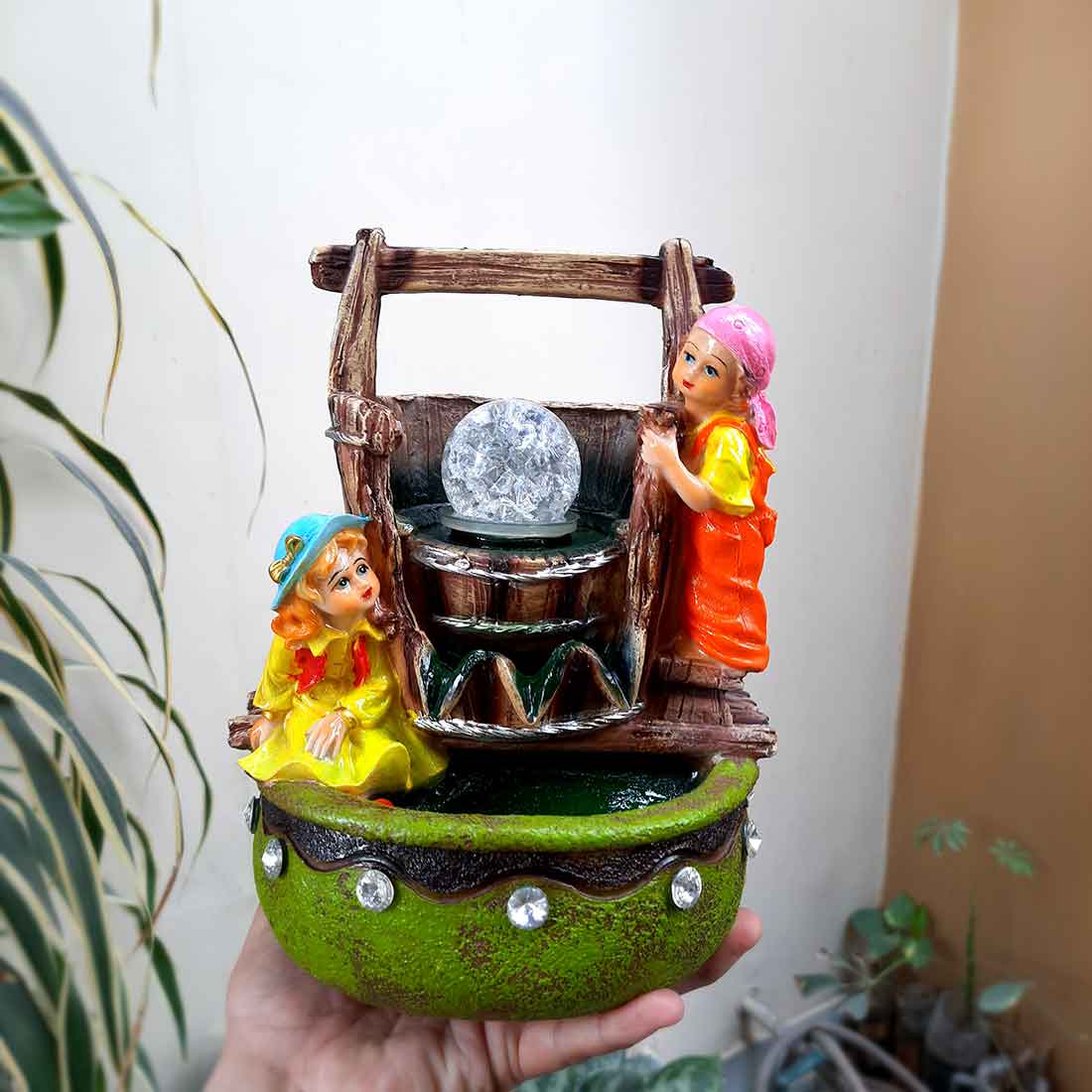 Table Water Fountain | Indoor Fountains with LED Lights Waterfall - For Vastu, Table, Office, Living Room, Home Decor & Gifts | Wedding & House Warming Gift - 10 Inch - Apkamart #Style_Design 2