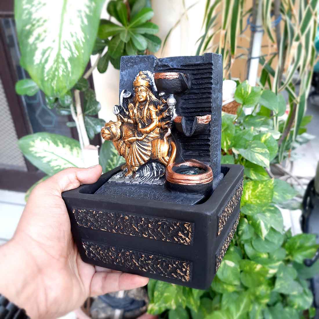 Durga Maa Water Fountain Showpiece - Indoor Fountain for Living Room - 8 Inch - ApkaMart