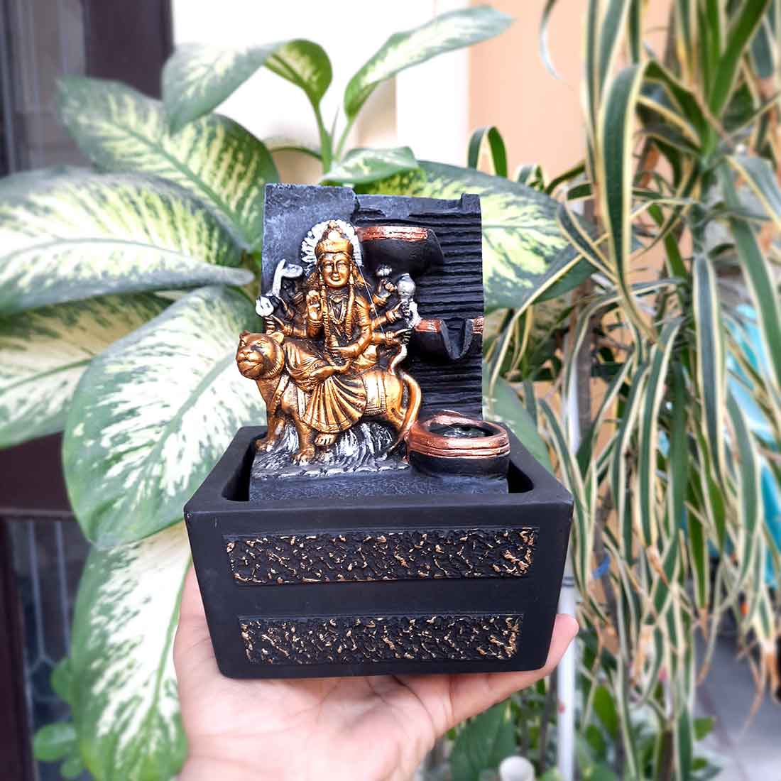 Durga Maa Water Fountain Showpiece - Indoor Fountain for Living Room - 8 Inch - ApkaMart