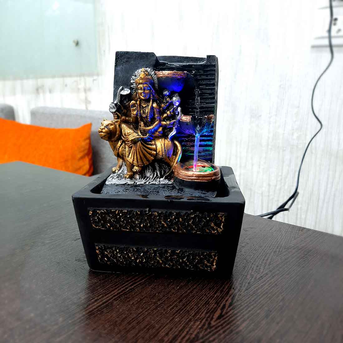 Durga Maa Water Fountain Showpiece - Indoor Fountain for Living Room - 8 Inch - ApkaMart
