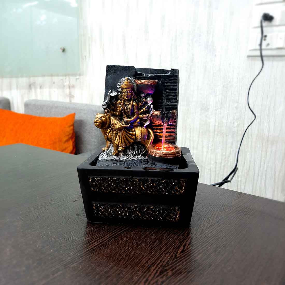 Durga Maa Water Fountain Showpiece - Indoor Fountain for Living Room - 8 Inch - ApkaMart