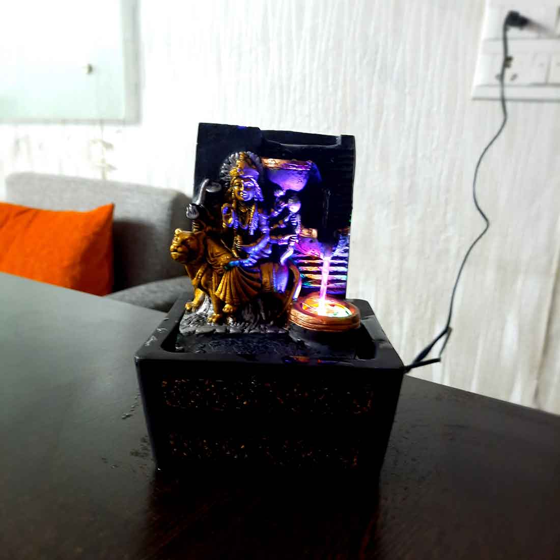 Durga Maa Water Fountain Showpiece - Indoor Fountain for Living Room - 8 Inch - ApkaMart