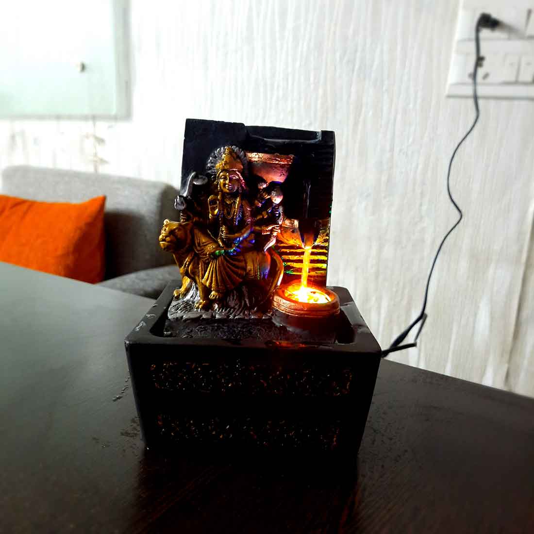 Durga Maa Water Fountain Showpiece - Indoor Fountain for Living Room - 8 Inch - ApkaMart