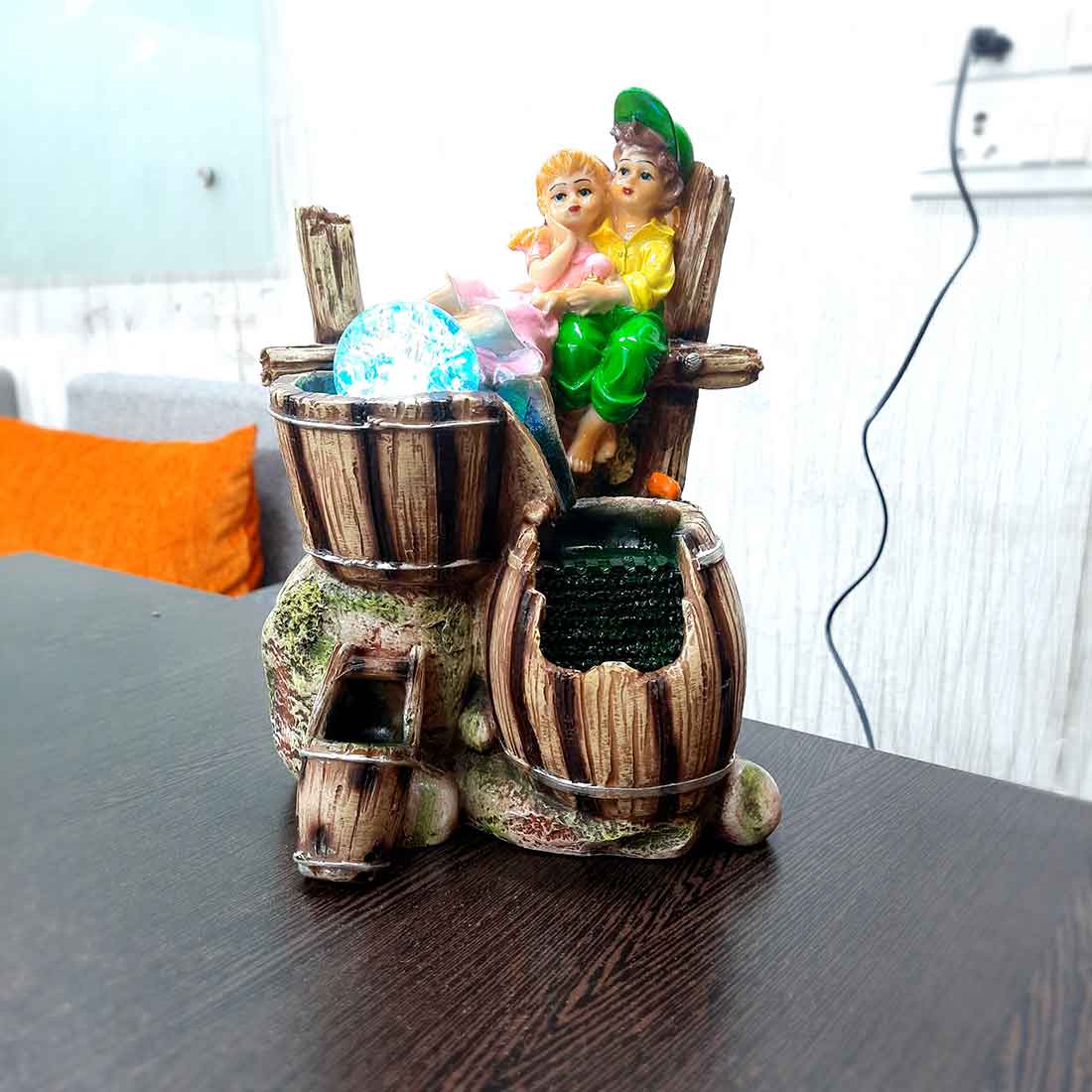 Table Top Water Fountain | Indoor Fountains with LED Lights Waterfall  - For Vastu, Table, Office, Living Room, Home Decor & Gifts | Wedding & House Warming Gift - 10 Inch - Apkamart #Style_Design 2