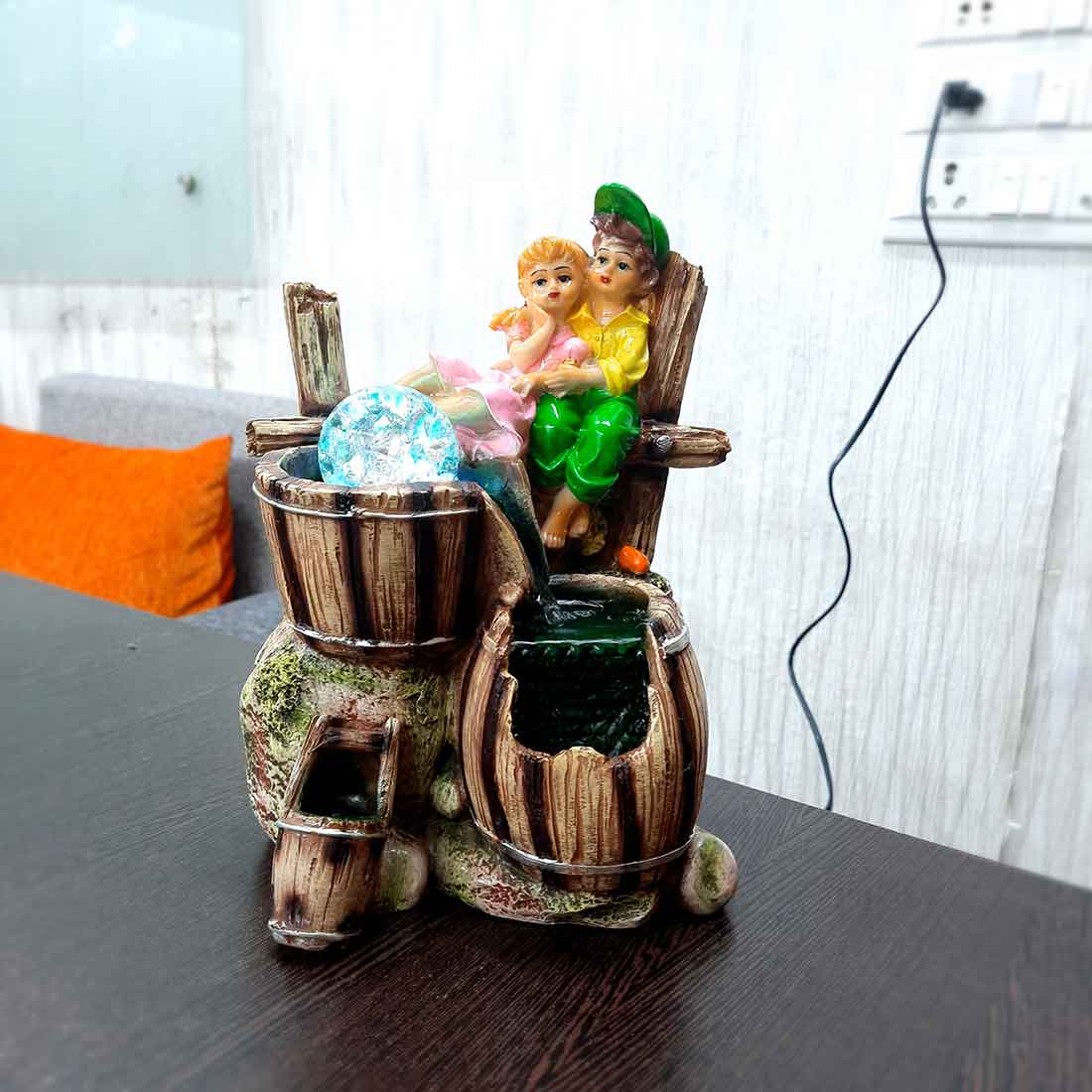 Table Top Water Fountain | Indoor Fountains with LED Lights Waterfall  - For Vastu, Table, Office, Living Room, Home Decor & Gifts | Wedding & House Warming Gift - 10 Inch - Apkamart #Style_Design 2