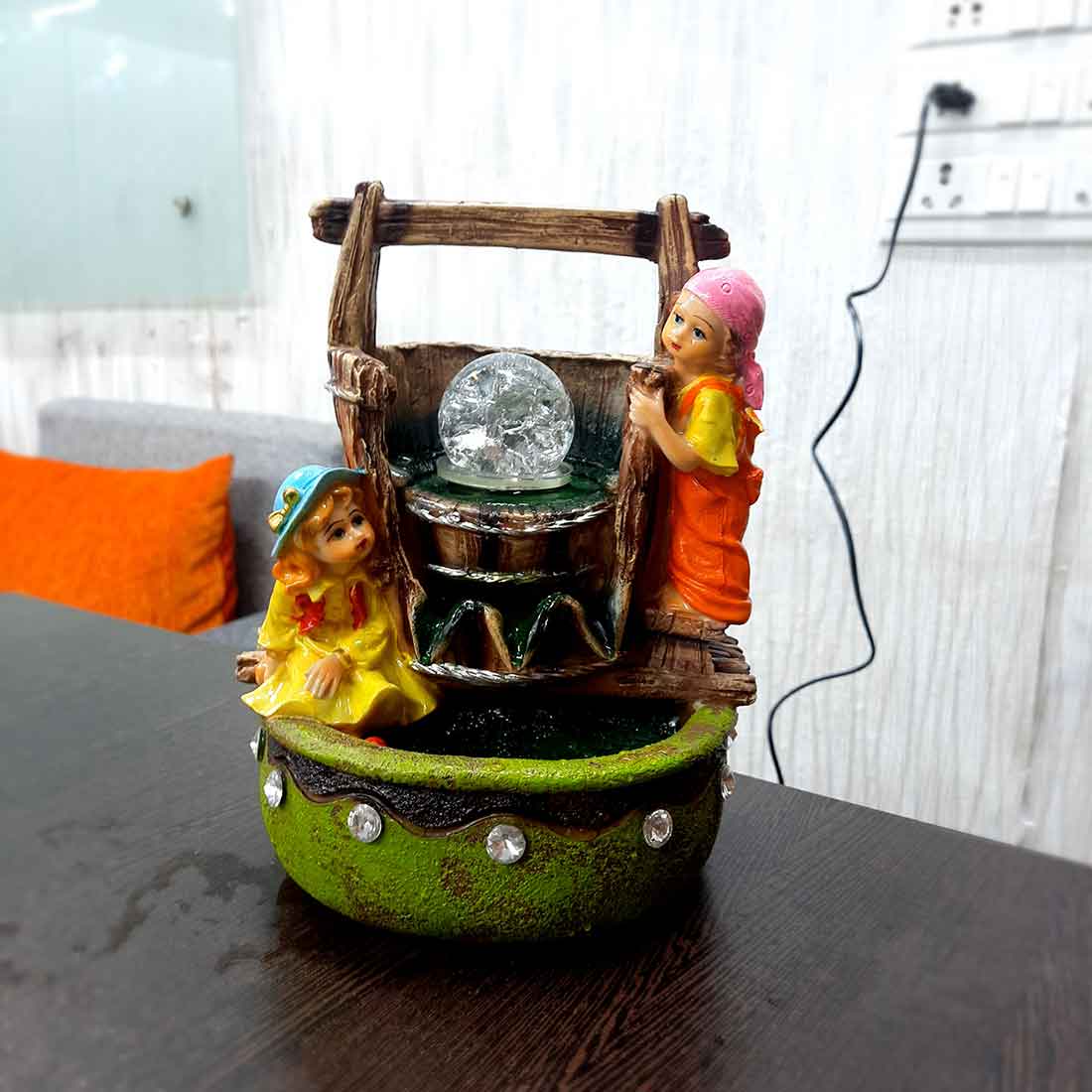 Table Water Fountain | Indoor Fountains with LED Lights Waterfall - For Vastu, Table, Office, Living Room, Home Decor & Gifts | Wedding & House Warming Gift - 10 Inch - Apkamart #Style_Design 2