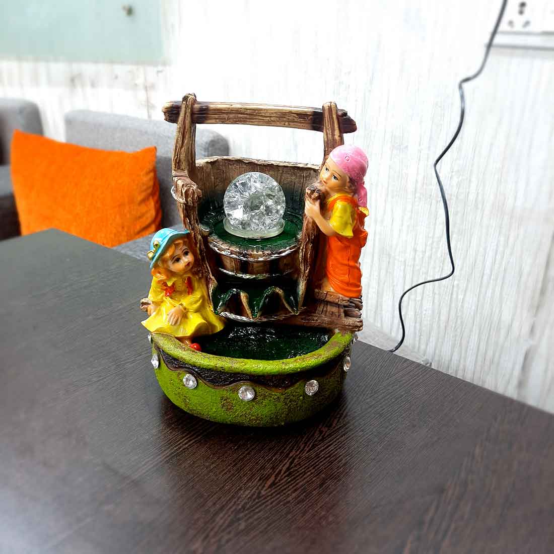 Table Water Fountain | Indoor Fountains with LED Lights Waterfall - For Vastu, Table, Office, Living Room, Home Decor & Gifts | Wedding & House Warming Gift - 10 Inch - Apkamart #Style_Design 2