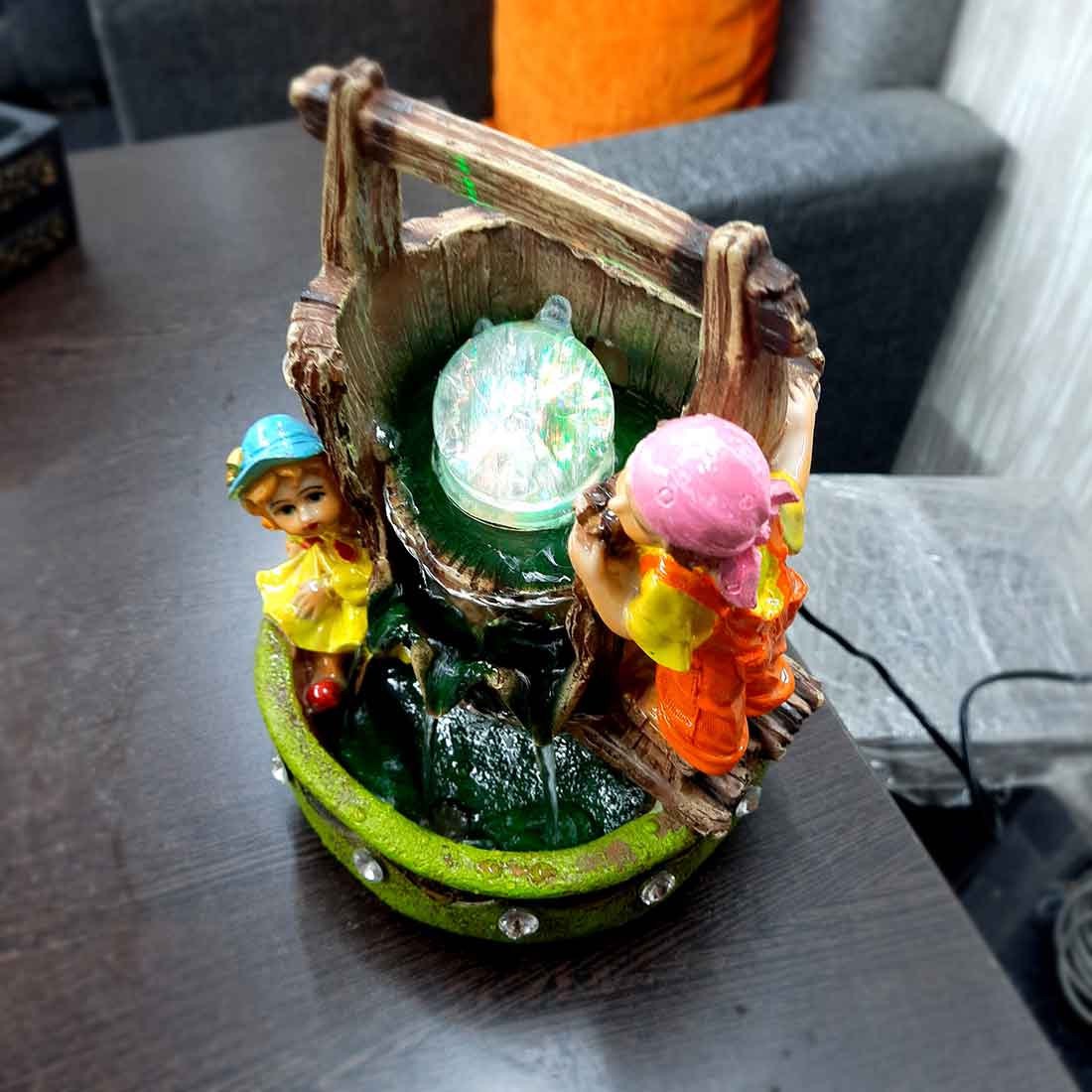 Table Water Fountain | Indoor Fountains with LED Lights Waterfall - For Vastu, Table, Office, Living Room, Home Decor & Gifts | Wedding & House Warming Gift - 10 Inch - Apkamart #Style_Design 2