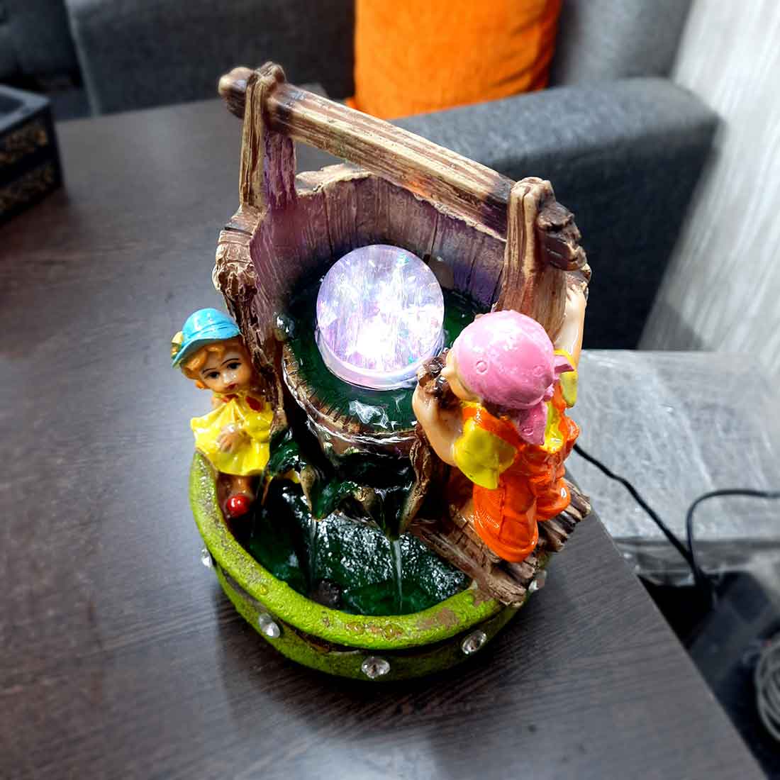 Table Water Fountain | Indoor Fountains with LED Lights Waterfall - For Vastu, Table, Office, Living Room, Home Decor & Gifts | Wedding & House Warming Gift - 10 Inch - Apkamart #Style_Design 2