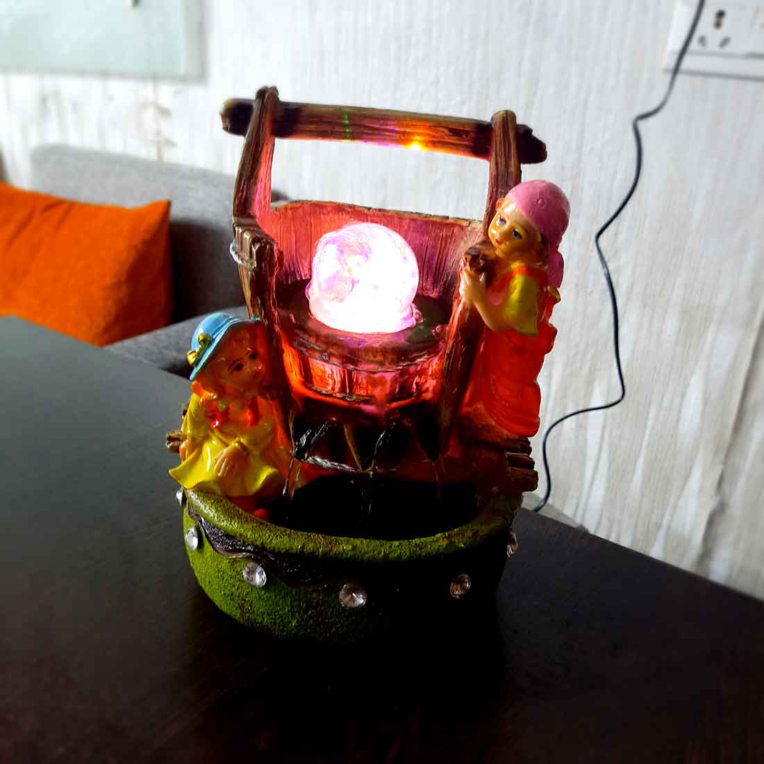 Table Water Fountain | Indoor Fountains with LED Lights Waterfall - For Vastu, Table, Office, Living Room, Home Decor & Gifts | Wedding & House Warming Gift - 10 Inch - Apkamart #Style_Design 2