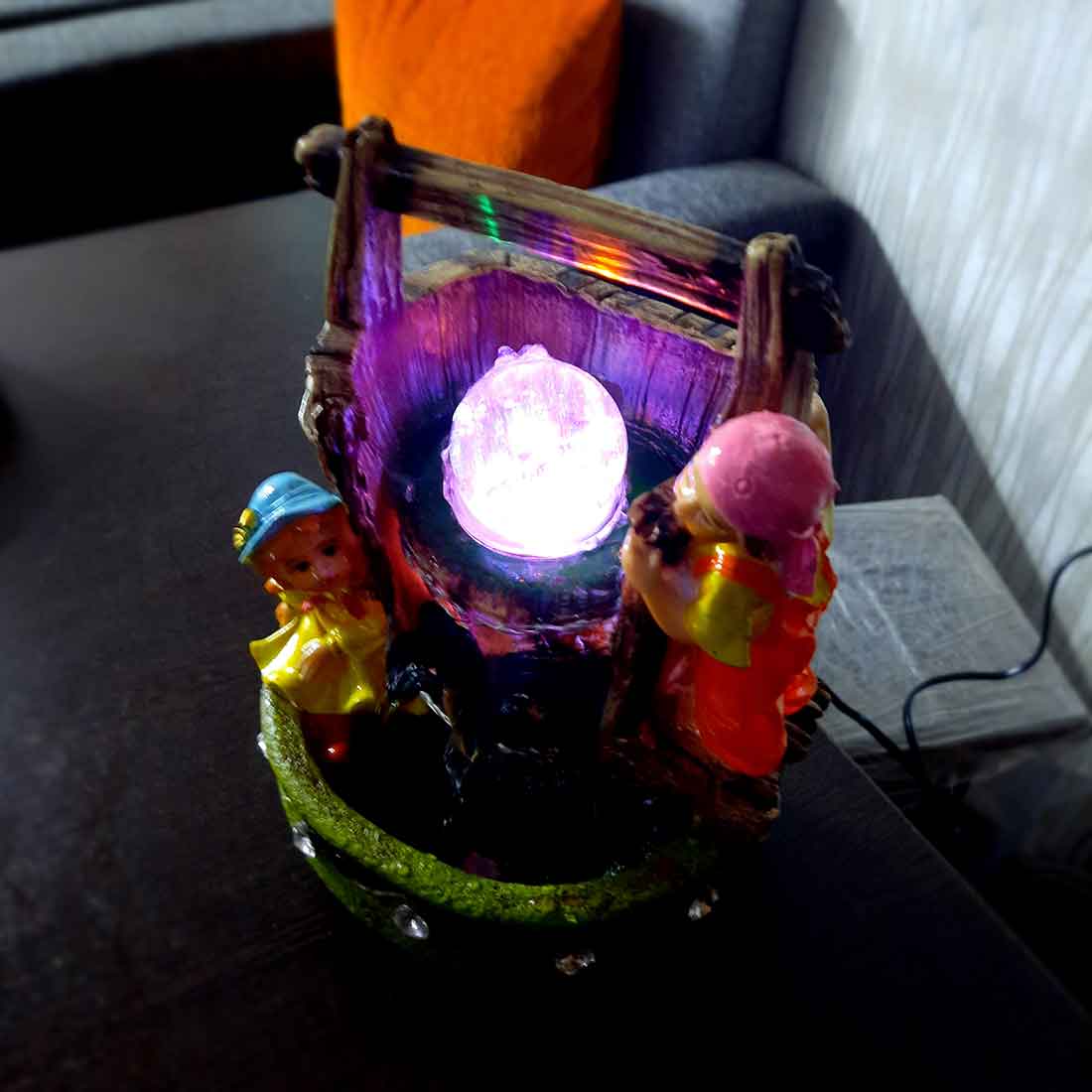 Table Water Fountain | Indoor Fountains with LED Lights Waterfall - For Vastu, Table, Office, Living Room, Home Decor & Gifts | Wedding & House Warming Gift - 10 Inch - Apkamart #Style_Design 2