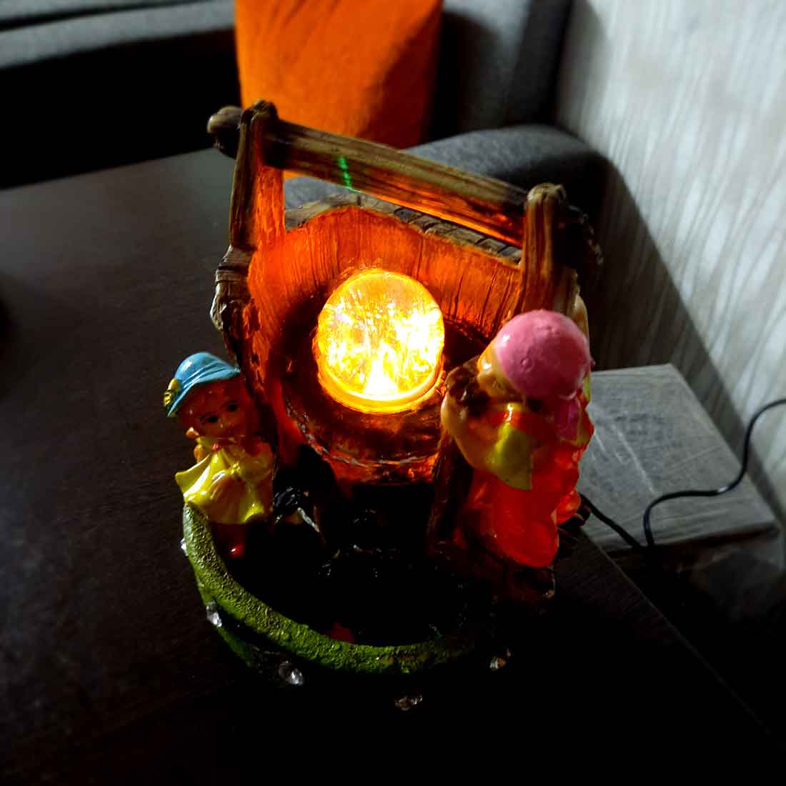 Table Water Fountain | Indoor Fountains with LED Lights Waterfall - For Vastu, Table, Office, Living Room, Home Decor & Gifts | Wedding & House Warming Gift - 10 Inch - Apkamart #Style_Design 2