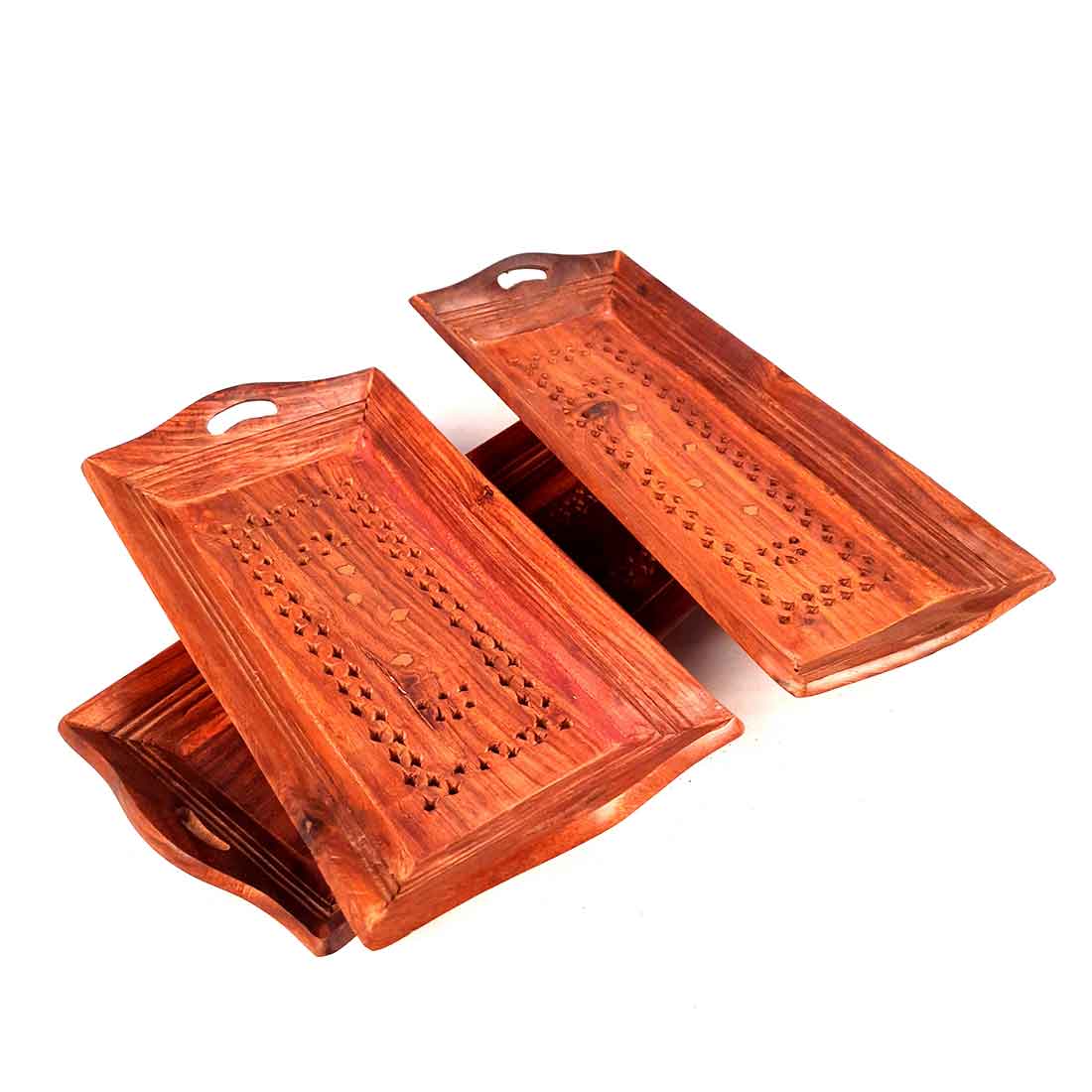 Wooden Serving Tray Set - Dry Fruit Serving Tray - Set of 3 - ApkaMart