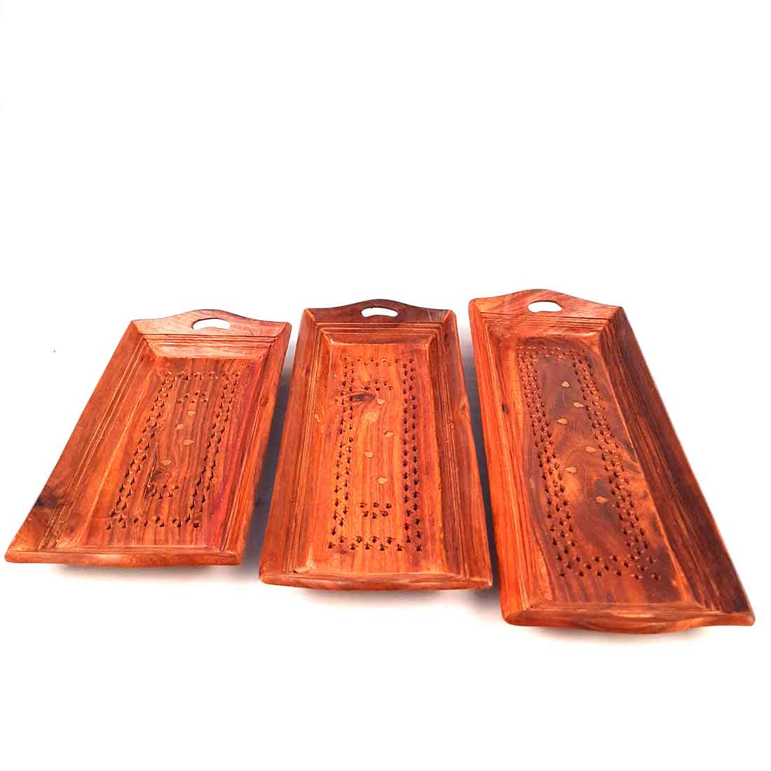Wooden Serving Tray Set - Dry Fruit Serving Tray - Set of 3 - ApkaMart