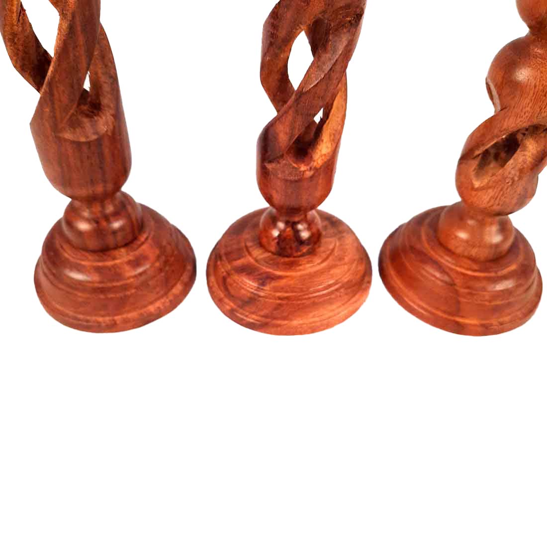 Wooden Tea Light Candle Holder - 10 Inch - Set of 3 - ApkaMart