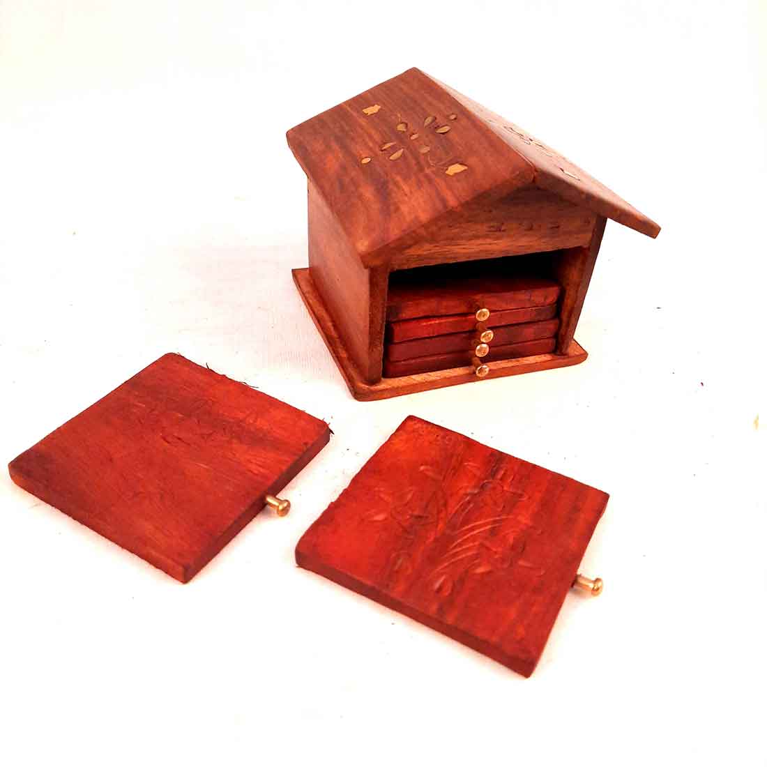 Wooden Tea Coaster - For Serving & Dining Table Decor - 4 Inch - ApkaMart