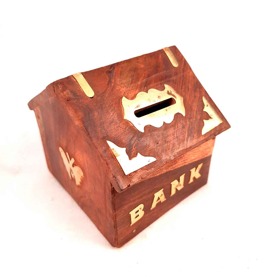 Wooden Piggy Bank - HUT Shape - With Lock for Girls and Boys - 4 Inch