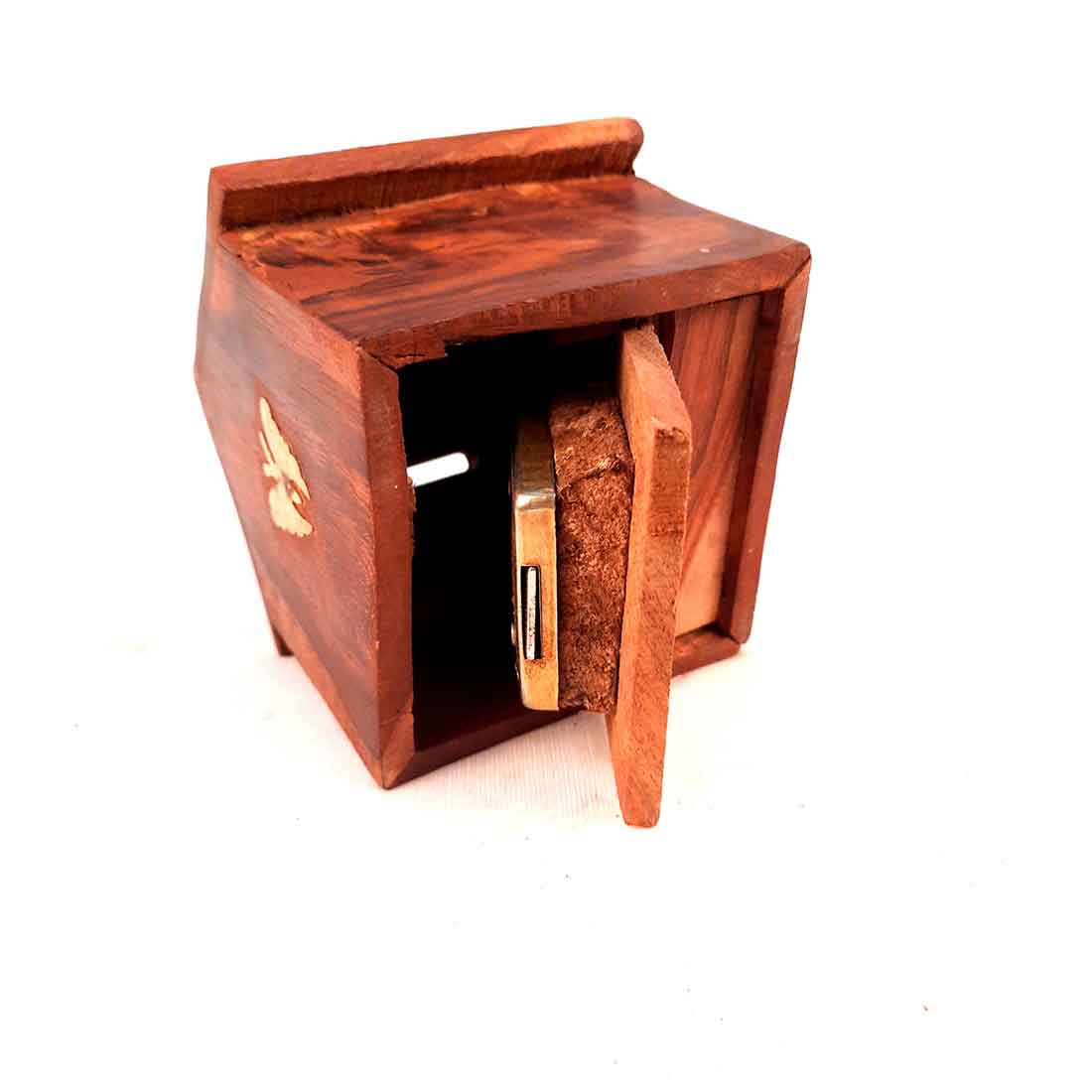 Wooden Piggy Bank - HUT Shape - With Lock for Girls and Boys - 4 Inch