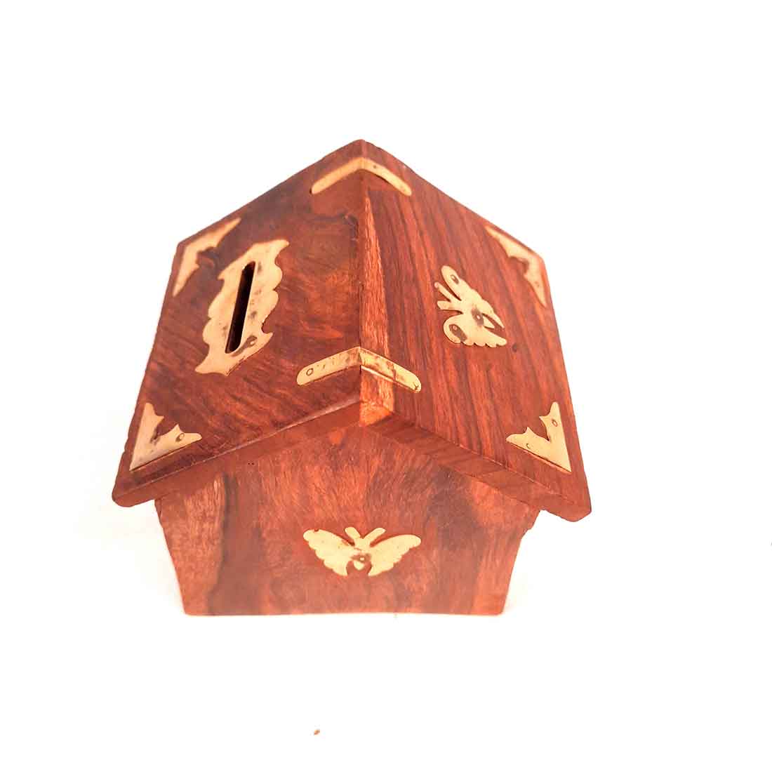 Wooden Piggy Bank - HUT Shape - With Lock for Girls and Boys - 4 Inch