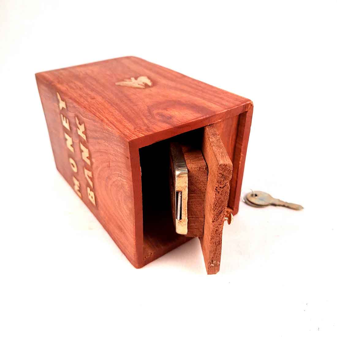 Wooden Money Bank | Piggy Bank / Coin Box With Lock | Big Size Gullak - for Kids, Girls , Boys, Birthday Gift, Christmas Gifts for Children, Home Decor - 6 Inch - Apkamart #Style_Design 2