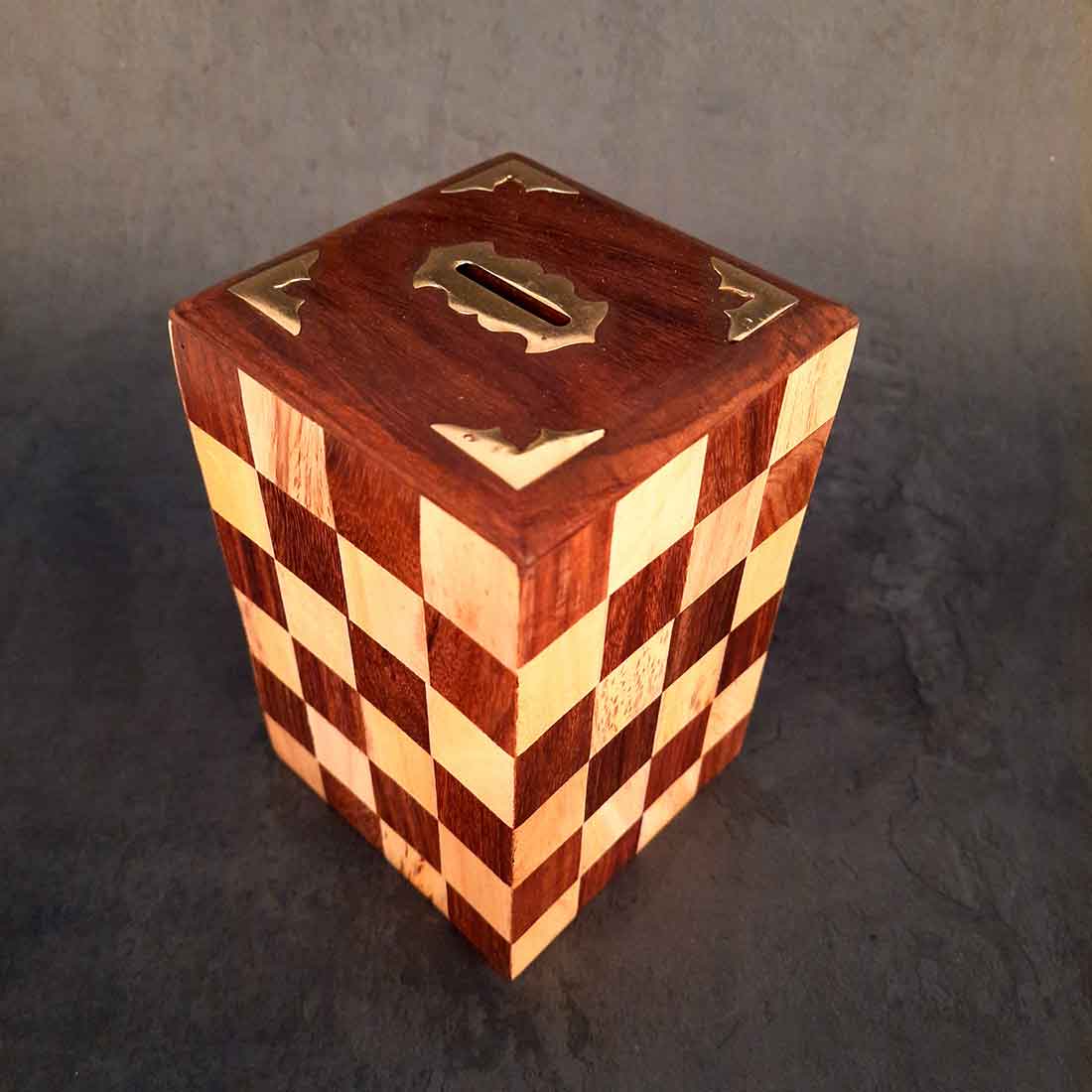 Handmade Wooden Piggy Bank - Money Bank With Lock for Kids - 6 Inch - ApkaMart