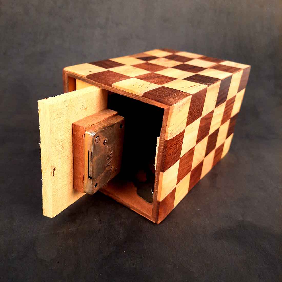 Handmade Wooden Piggy Bank - Money Bank With Lock for Kids - 6 Inch - ApkaMart