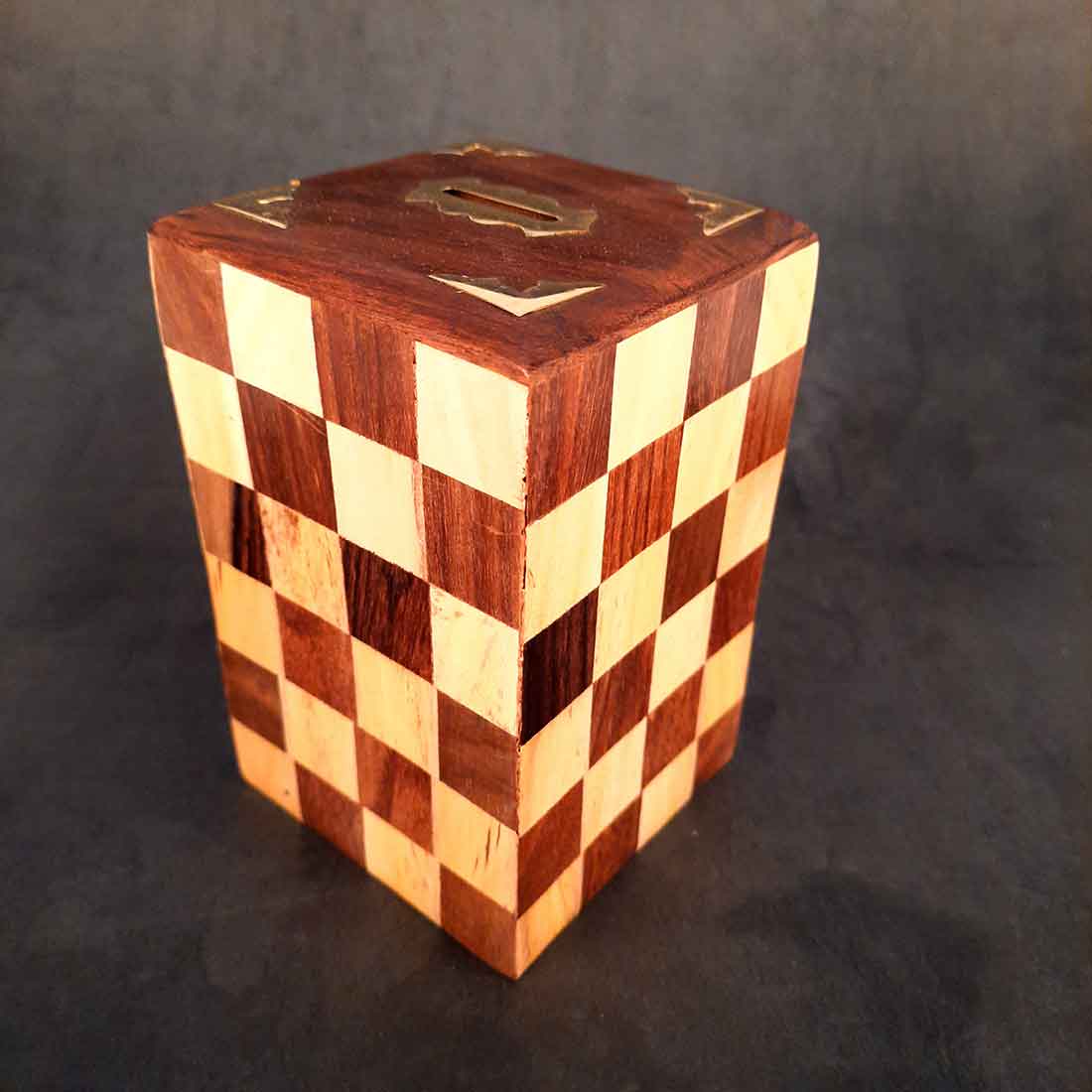 Handmade Wooden Piggy Bank - Money Bank With Lock for Kids - 6 Inch - ApkaMart