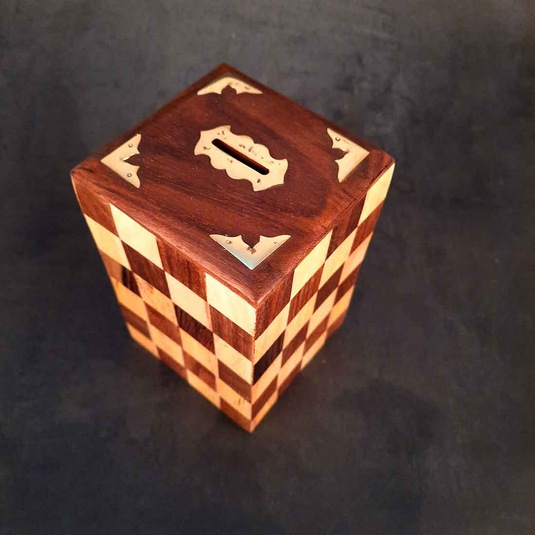 Handmade Wooden Piggy Bank - Money Bank With Lock for Kids - 6 Inch - ApkaMart