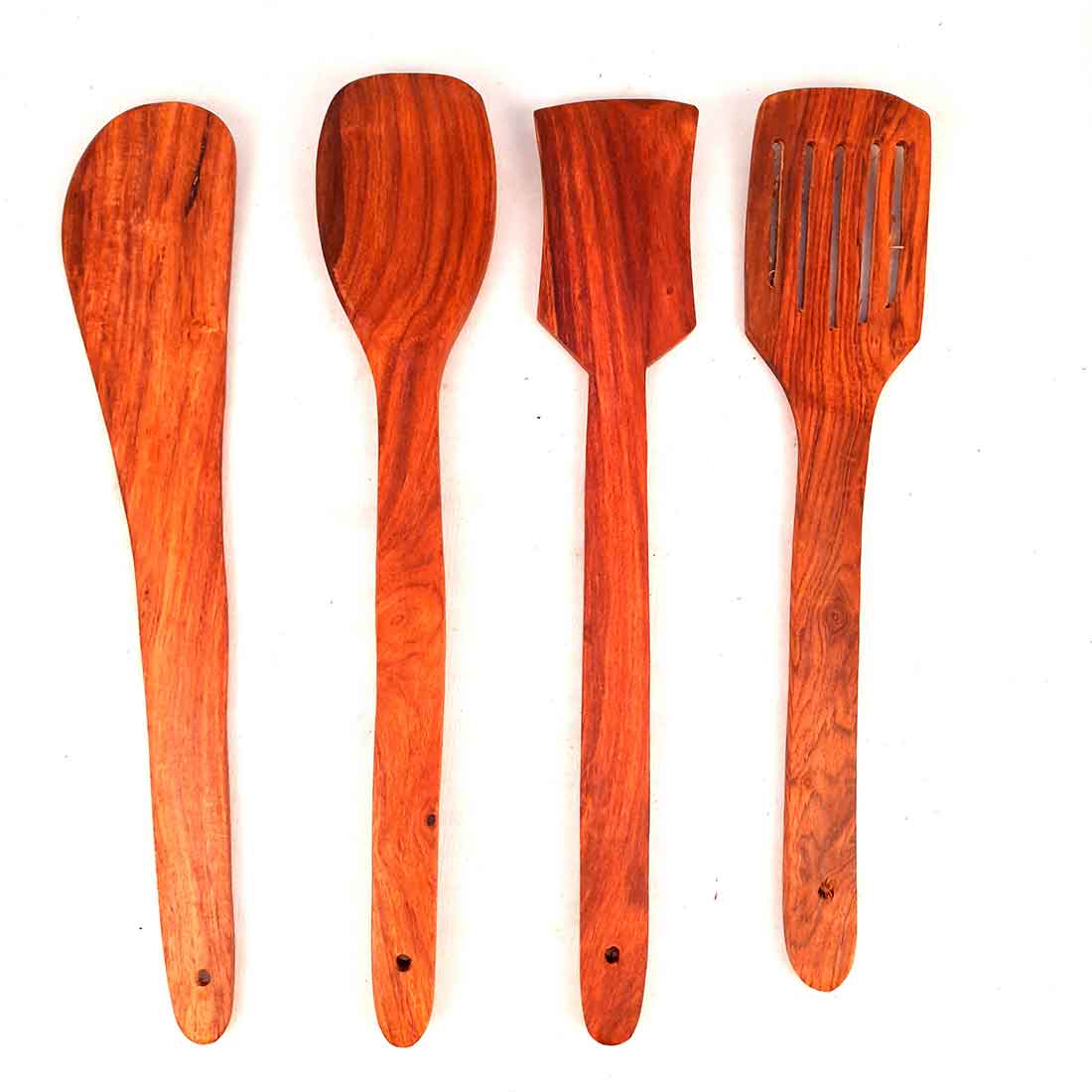 Wooden Kitchen Spoon Set - Ideal for Non-stick Cookware - 13 Inch - Set of 4 - ApkaMart