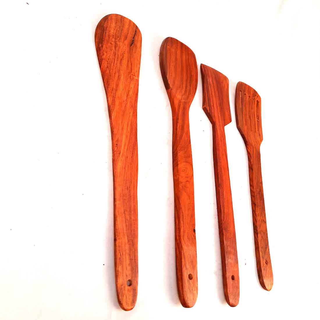Wooden Kitchen Spoon Set - Ideal for Non-stick Cookware - 13 Inch - Set of 4 - ApkaMart