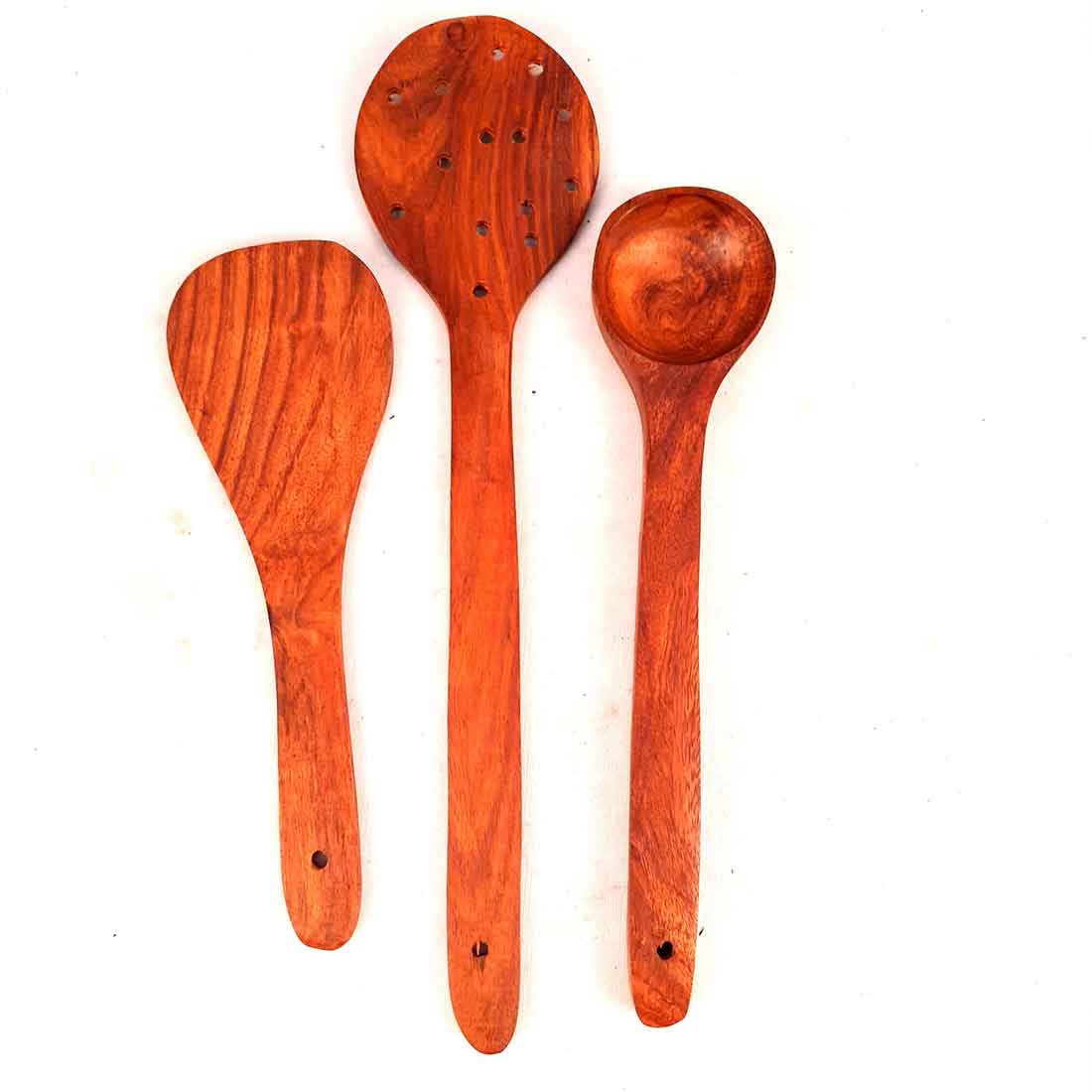 Wooden Spoons - For Non-stick Cookware Cooking & Serving - 15 Inch - Set of 3 - ApkaMart