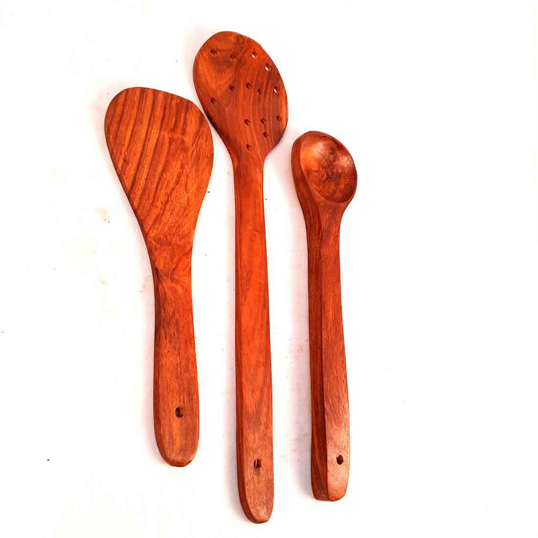 Wooden Spoons - For Non-stick Cookware Cooking & Serving - 15 Inch - Set of 3 - ApkaMart