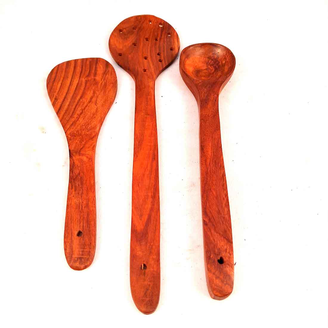Wooden Spoons - For Non-stick Cookware Cooking & Serving - 15 Inch - Set of  3 - ApkaMart
