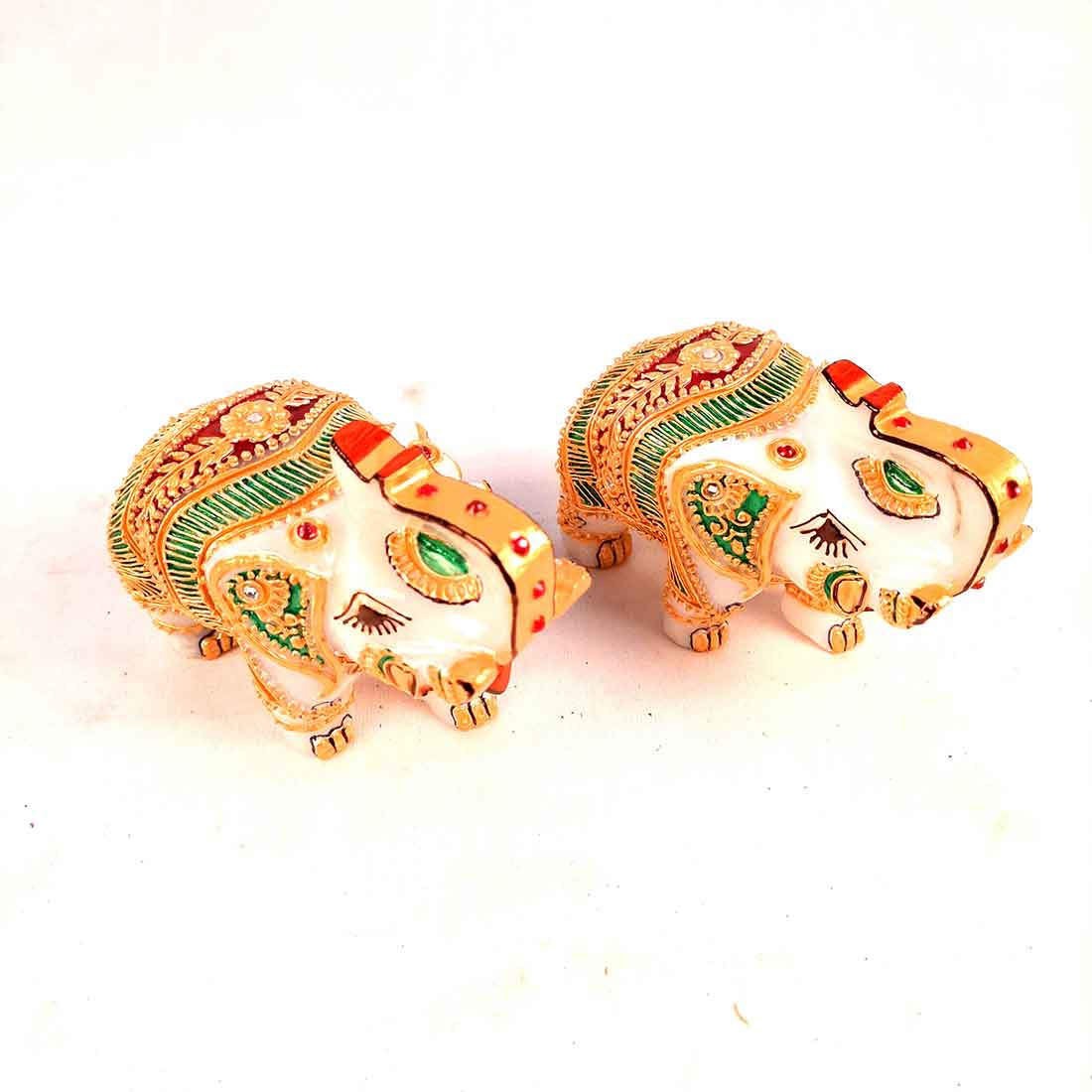 Elephant Showpiece Marbel - For Center Table & Home Decoration - 3 Inch -Set of 2 - ApkaMart