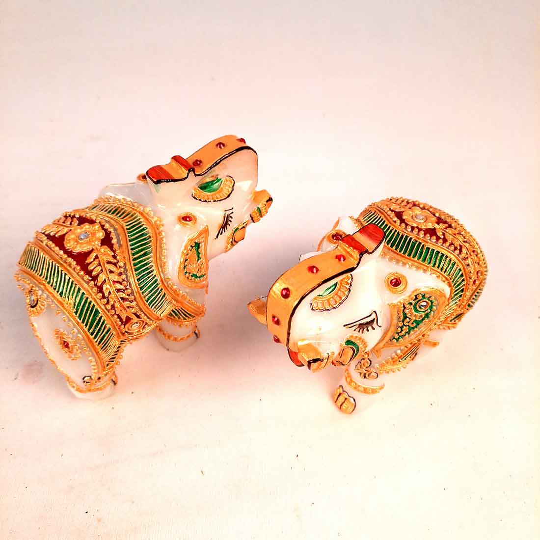 Elephant Showpiece Marbel - For Center Table & Home Decoration - 3 Inch -Set of 2 - ApkaMart