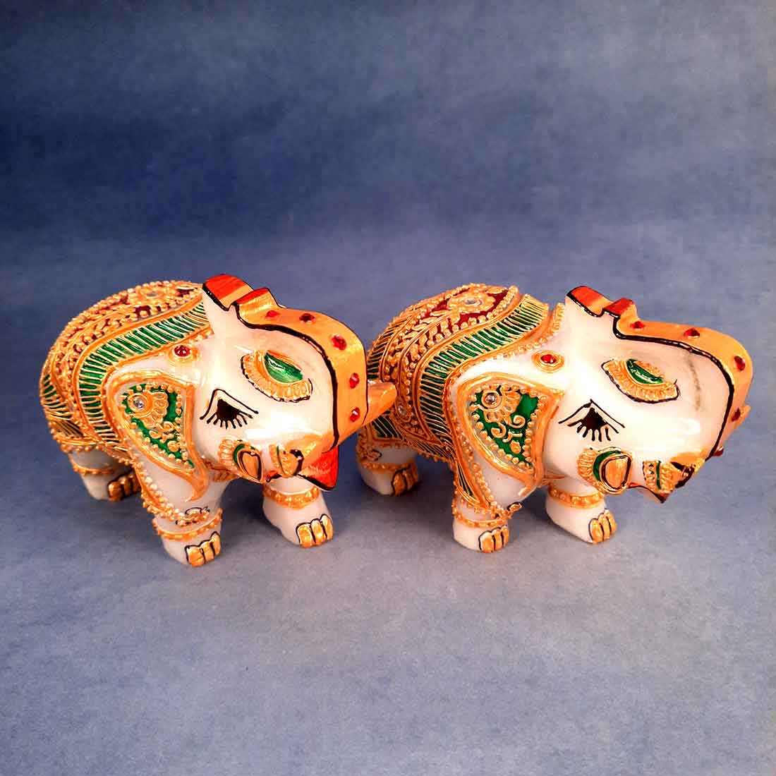 Elephant Showpiece Marbel - For Center Table & Home Decoration - 3 Inch -Set of 2 - ApkaMart
