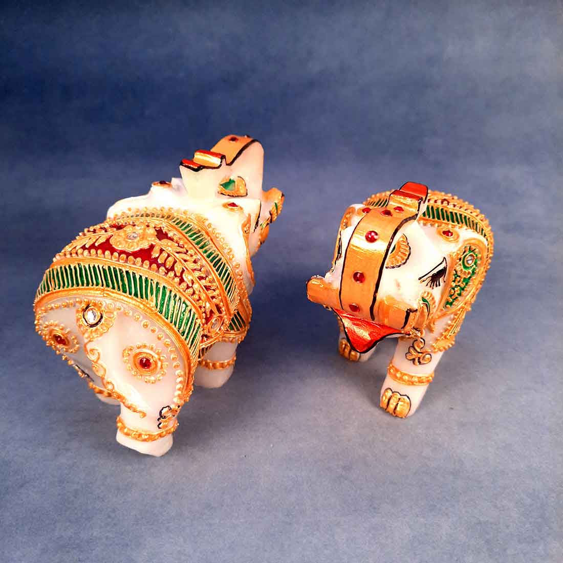 Elephant Showpiece Marbel - For Center Table & Home Decoration - 3 Inch -Set of 2 - ApkaMart
