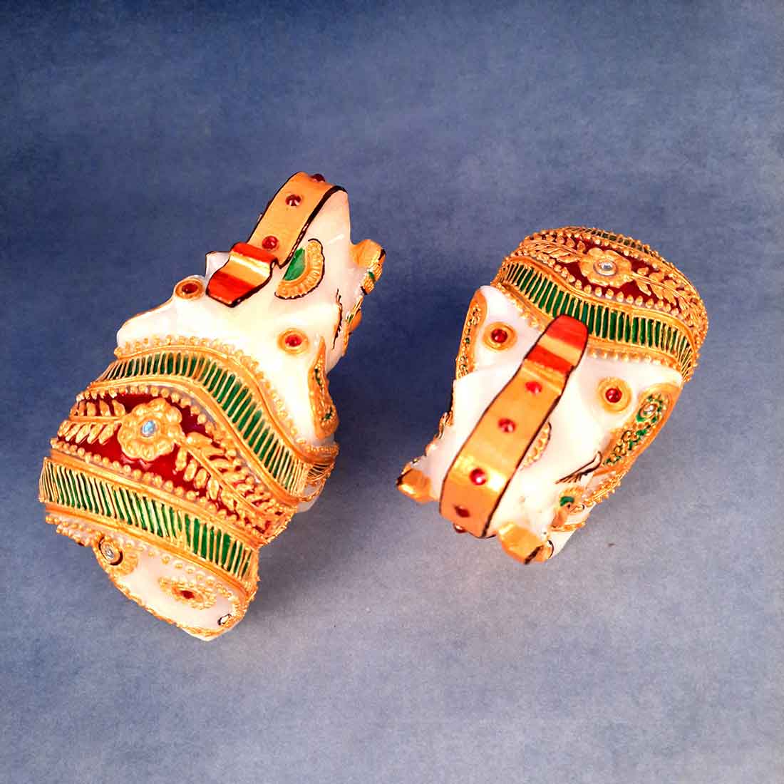 Elephant Showpiece Marbel - For Center Table & Home Decoration - 3 Inch -Set of 2 - ApkaMart