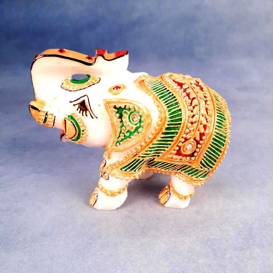 Elephant Showpiece Marbel - For Center Table & Home Decoration - 3 Inch -Set of 2 - ApkaMart